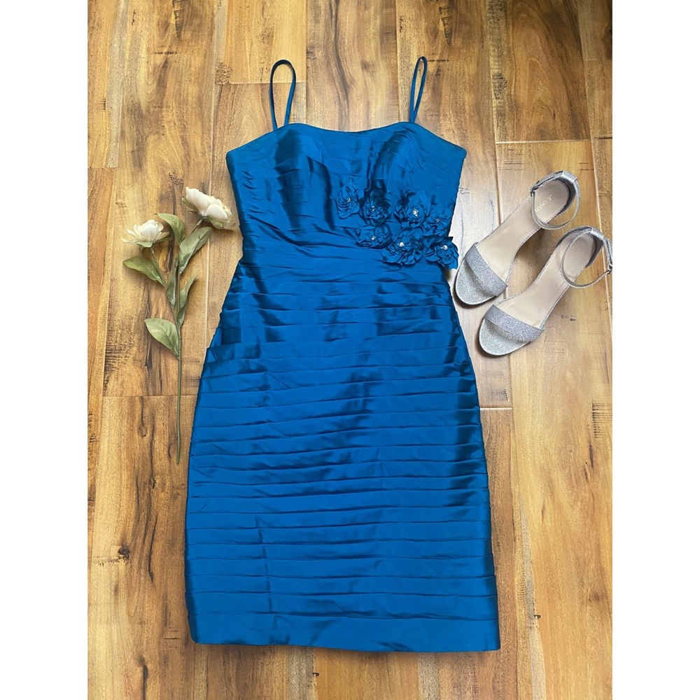 Angelina Faccenda Spaghetti Strap Blue Formal Dress